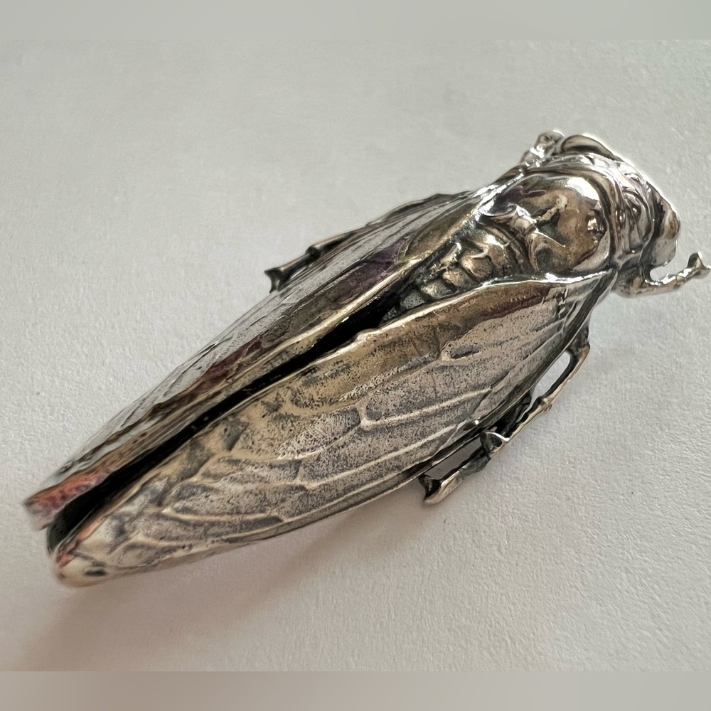 Gorgeous Cicada pin brooch STERLING SILVER - Picture 4 of 15